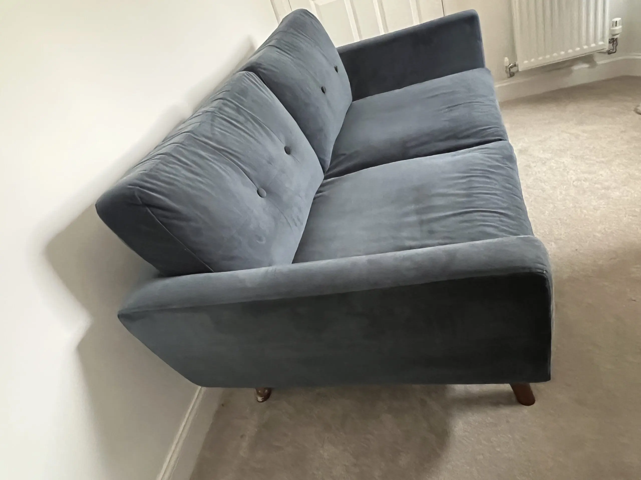 Navy Blue Suede Two Seater Dunelm Sofa