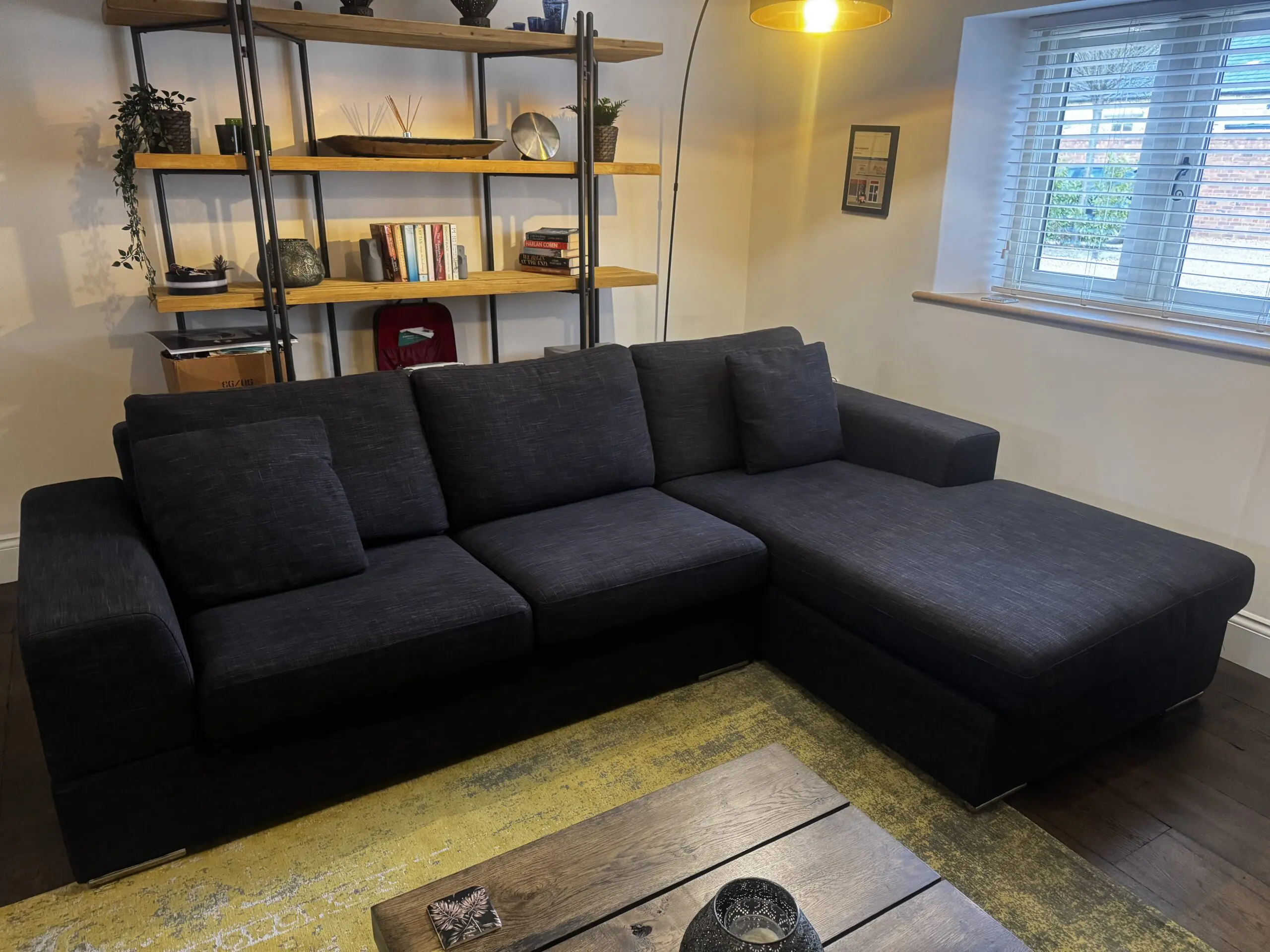 Dwell Verona Left Hand Corner Sofa Bed (Double) with Storage, Charcoal