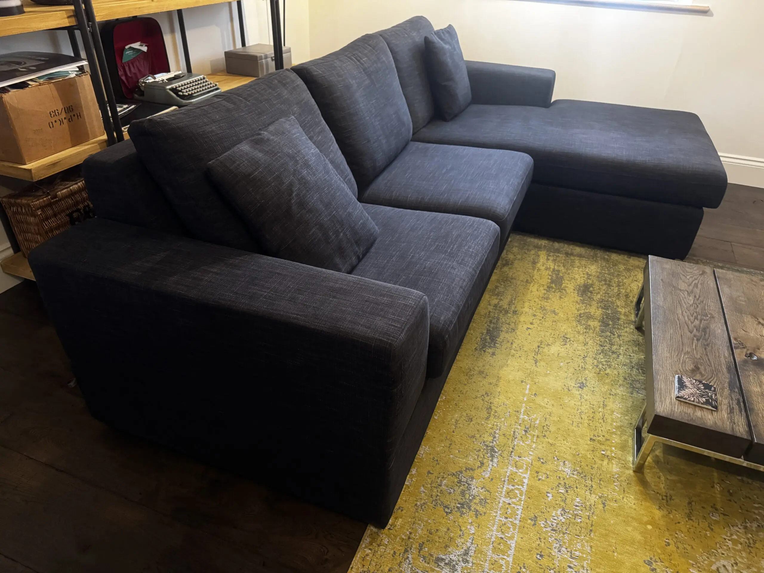 Dwell Verona Left Hand Corner Sofa Bed (Double) with Storage, Charcoal