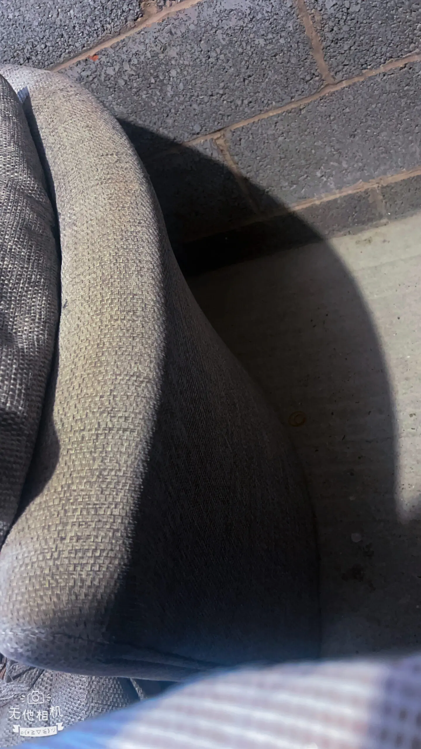 Grey DFS bay window -style sofa with thro pillows