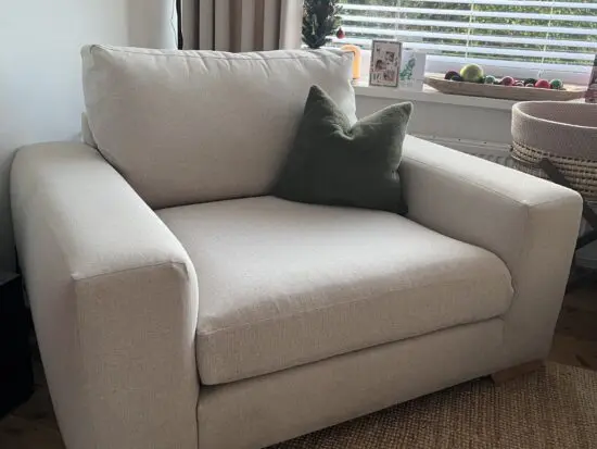 Next Houghton snuggle chair love seat in beige barely used. Fantastic condition