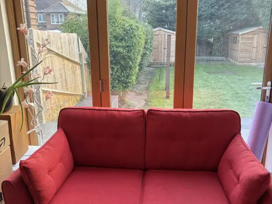 DFS/French Connection Red 2 seater sofa