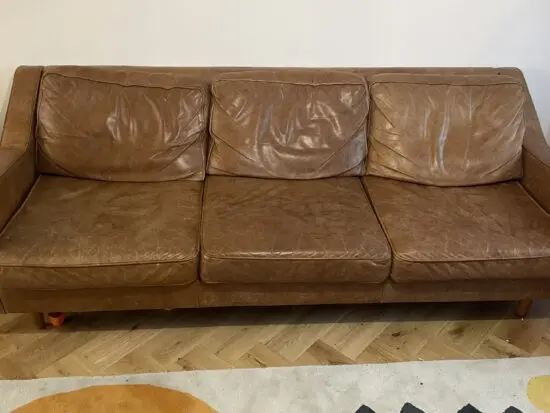 3 seater sofa in premium tan leather from Made