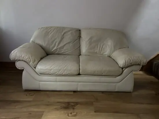 2 X 2 Seater Cream Leather Sofa / Couch