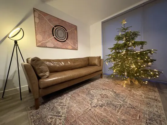 Old Boot “Nutshell” 4 Seat Leather Sofa in Vintage Tan, Handcrafted in Britain