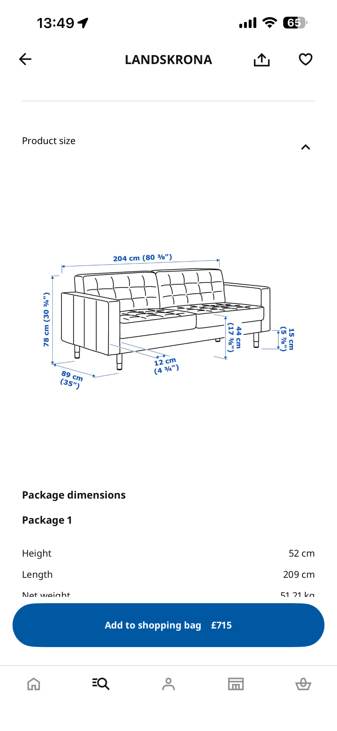 Sofa LANDSKRONA 3-seat