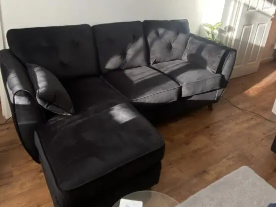 SCS Black Hoxton Maxi Sofa with matching storage footstool