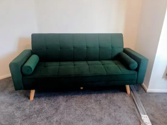New green 3 seat sofa bed