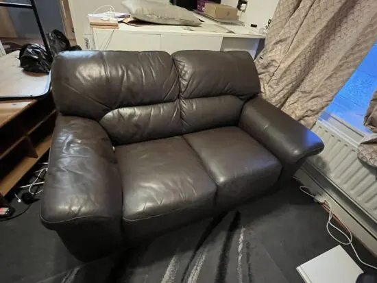 Brown loveseat