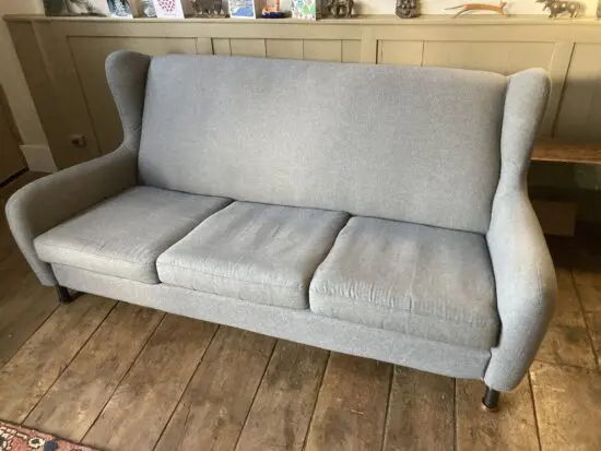 Made charcoal grey wool 3 seater retro sofa