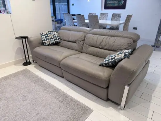 taupe leather reclining sofa