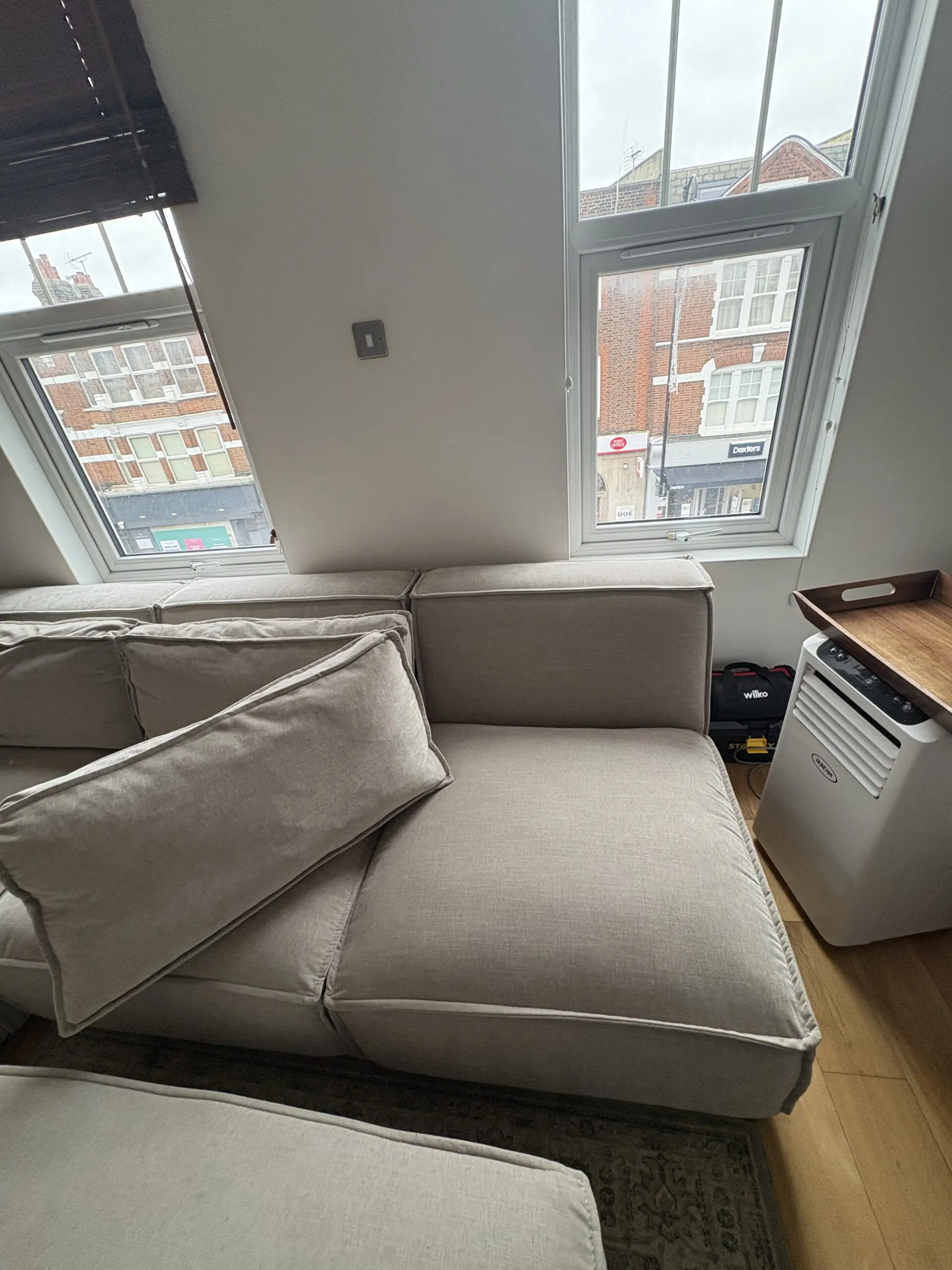 Soft truffle corner modular sofa,luxe chenille with large footstool