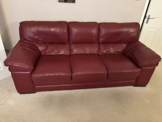 Sterling furniture 3 seat red leather sofa