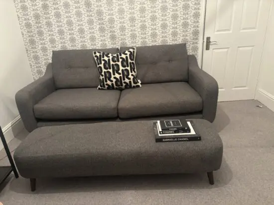 Barker & Stonehouse Grey Myers sofa chair and long footstool