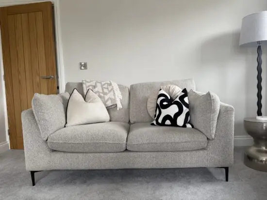 French Connection for DFS beige/light grey boucle 2 seater sofa