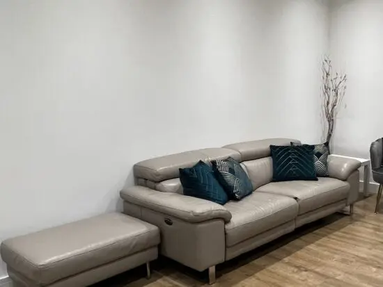 DFS 3 seater electric recliner sofa + footstool