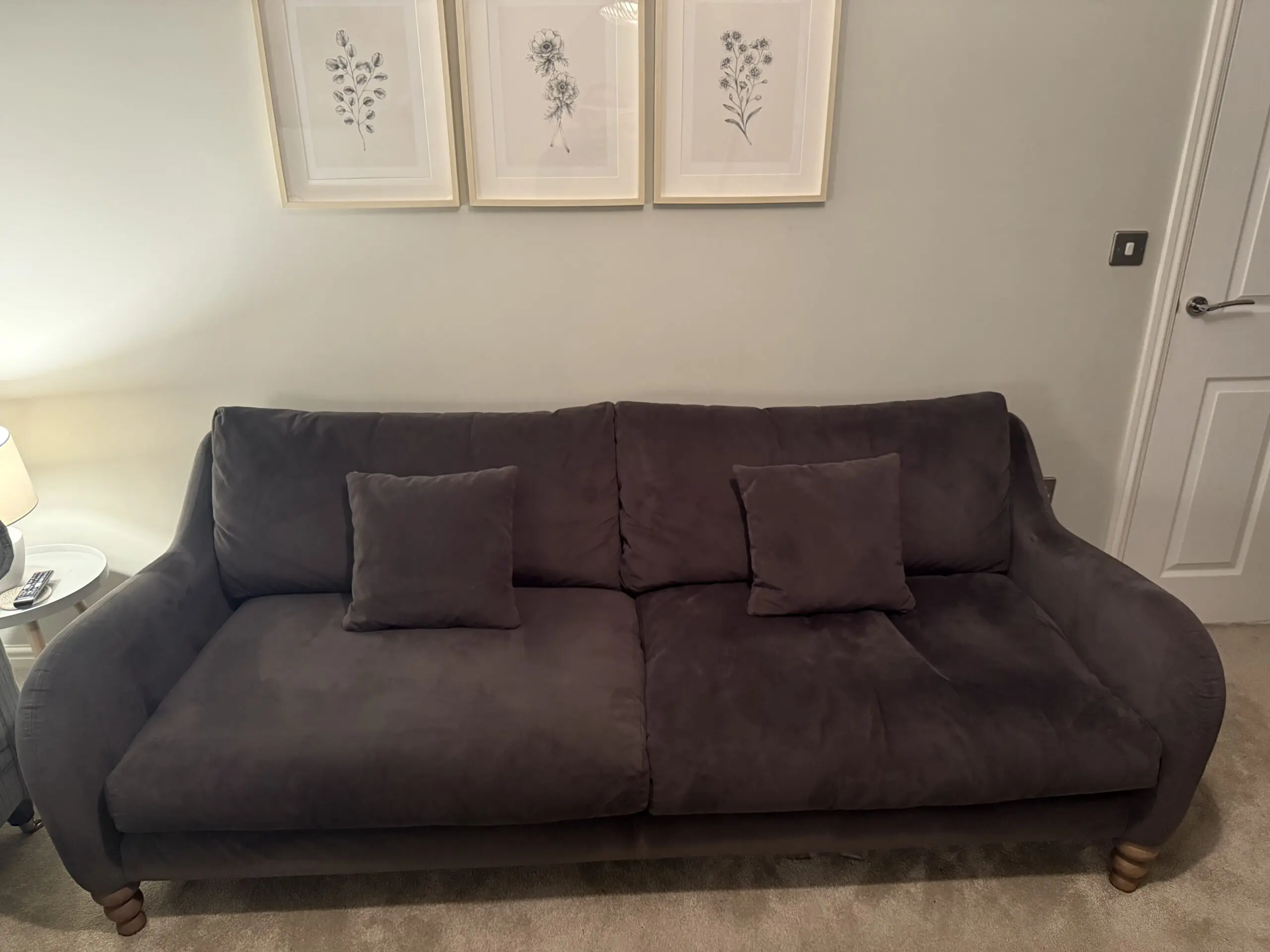 Velvet, Charcoal Grey - 3 Seater Sofa - Distinctive Chesterfield