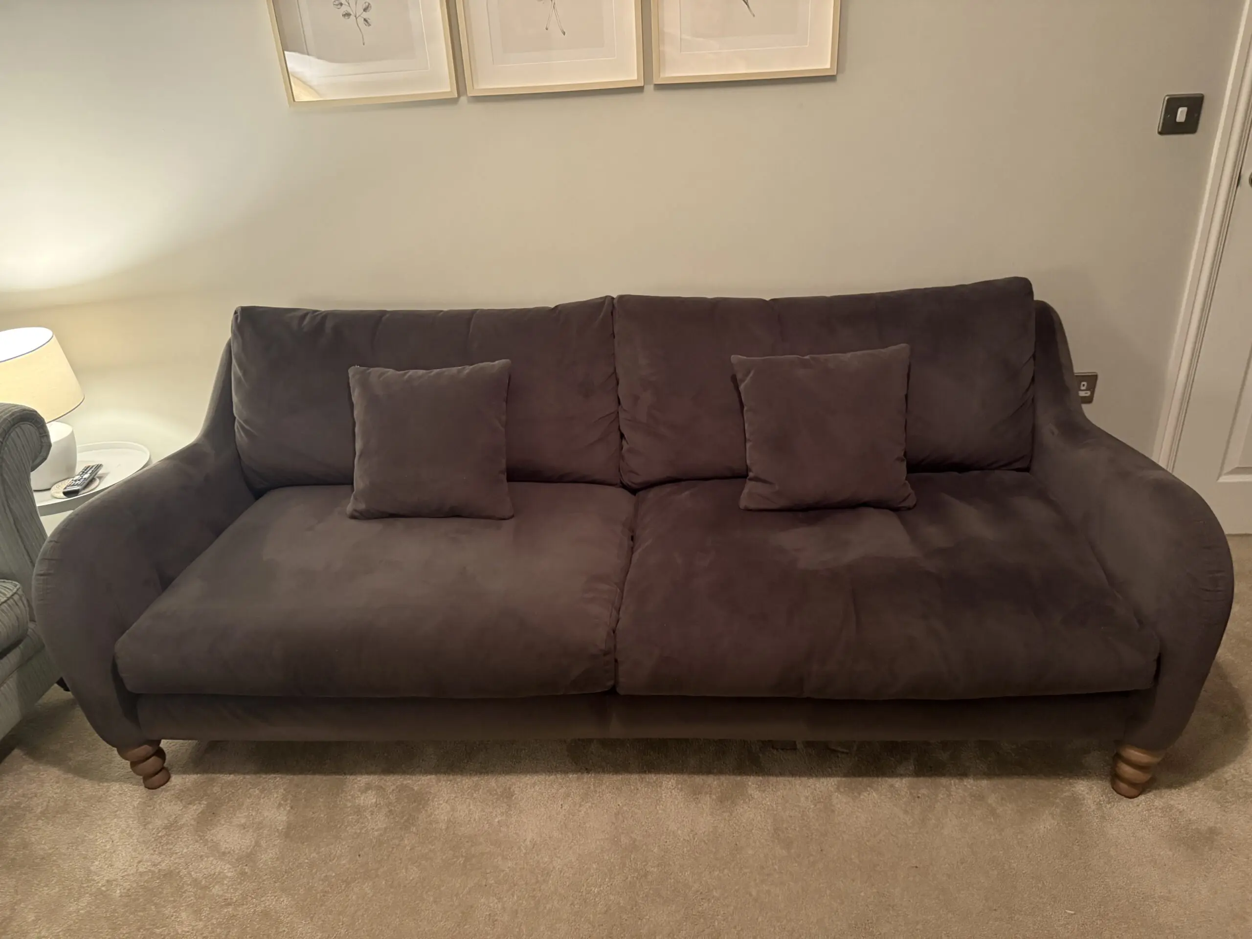 Velvet, Charcoal Grey - 3 Seater Sofa - Distinctive Chesterfield