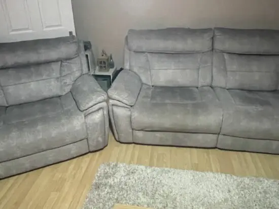 Scs silver 3 seater & Xl chair sofa set both manual recliners