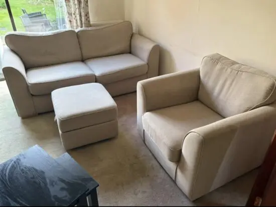 3 piece fabric beige sofa set