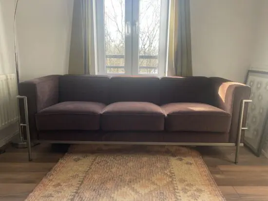 Mid Century Retro Le Corbusier LC2 Style Three Seater Sofa. 70’s Reproduction