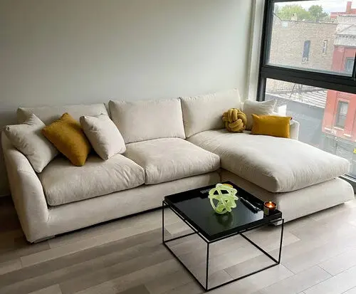 John Lewis Beige L Shape Corner Sofa With Chaise Lounge For Sale