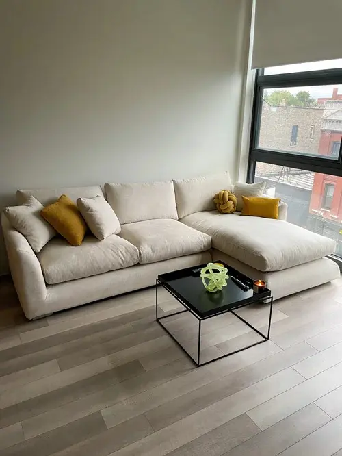 John Lewis Beige L Shape Corner Sofa With Chaise Lounge For Sale