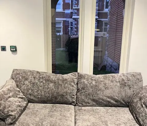 Next Three Seat Sofa in Grey Crushed Velvet