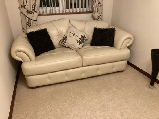 Saxon Cream leather sofa and chair