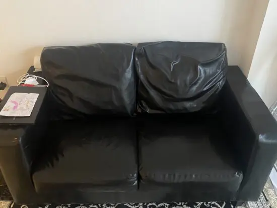 Black 2 Seat Leather Sofa