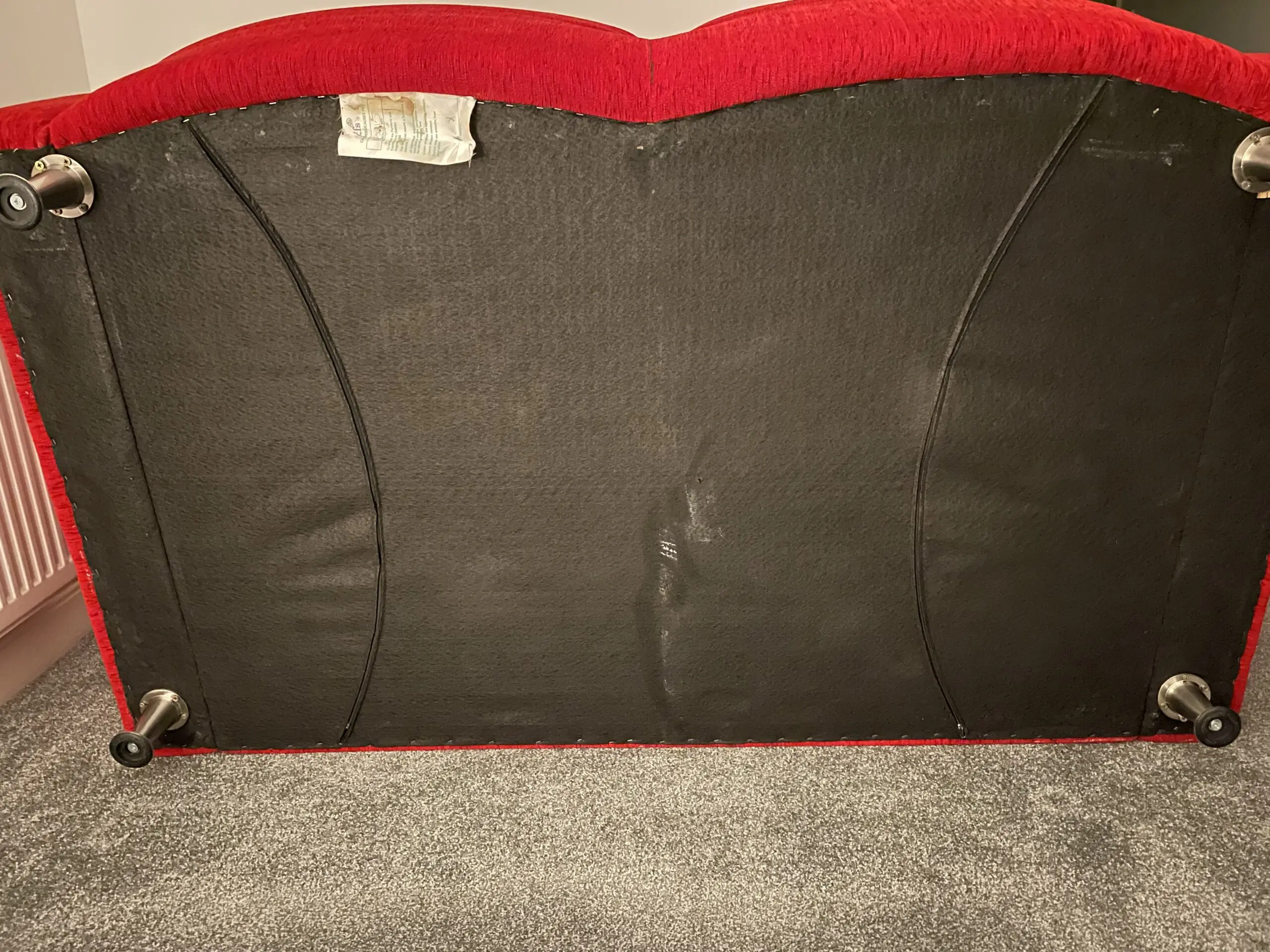 DSF Large 2-Seater Red Fabric Sofa with Scatter Cushions