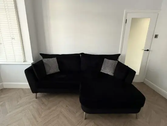 Furniture Village Celestial 4 Seater Chaise Sofa in Black