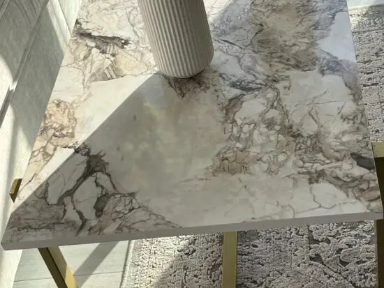 Modern Marble-Effect Coffee Table with Gold Metal Frame