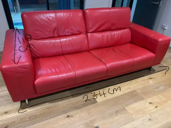 Red leather sofas from Home Salons france