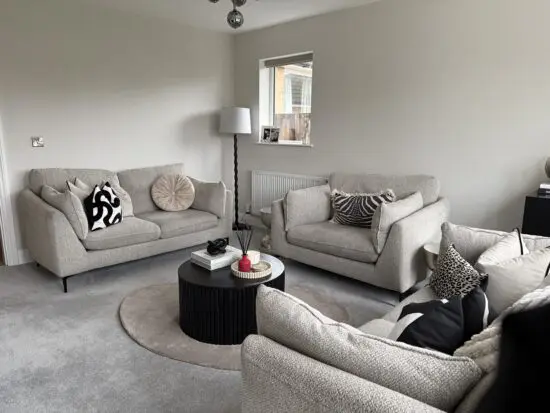 French Connection for DFS 3-piece light grey/beige boucle sofa set