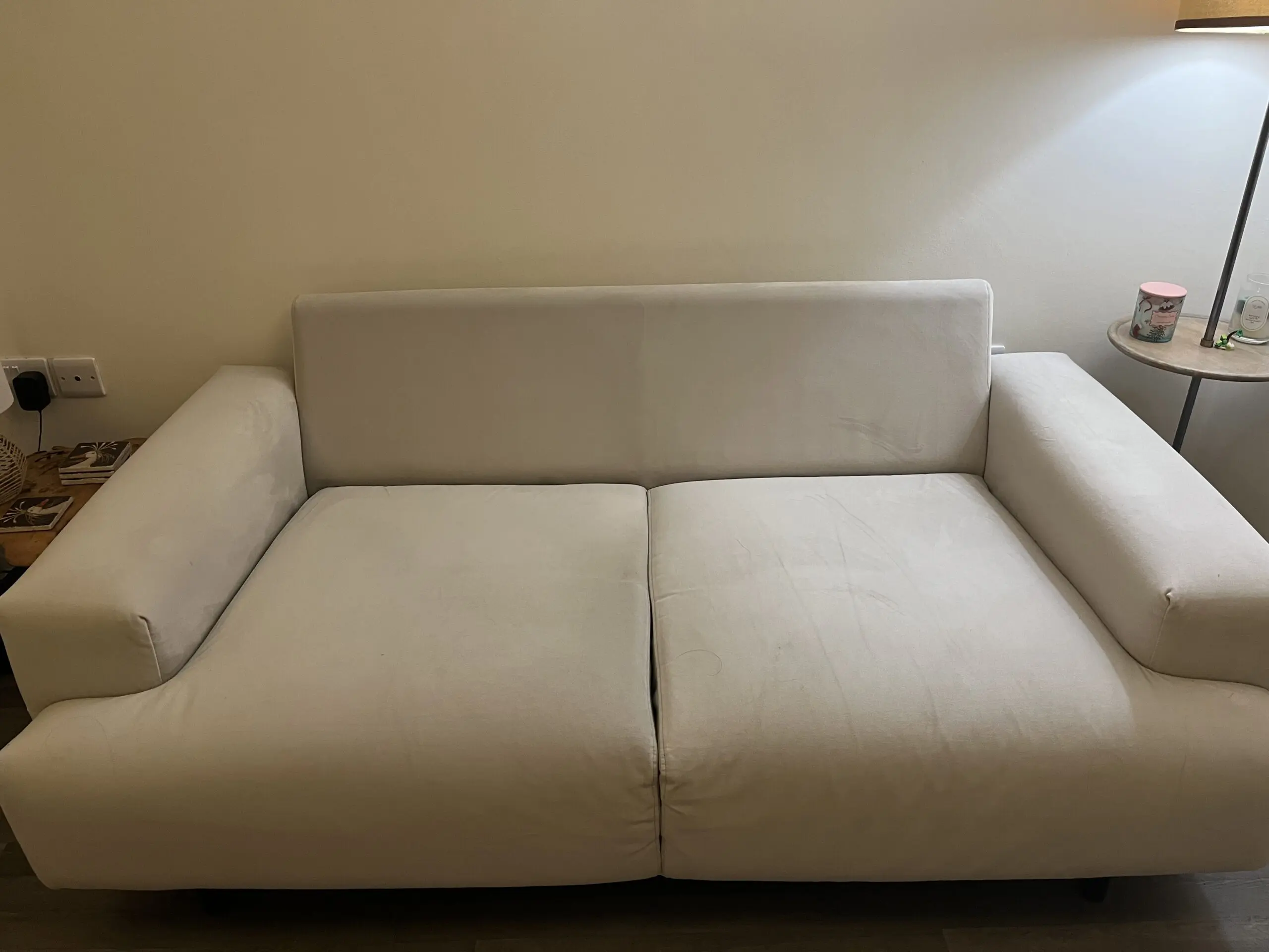 Habitat velvet 2 seater sofa natural