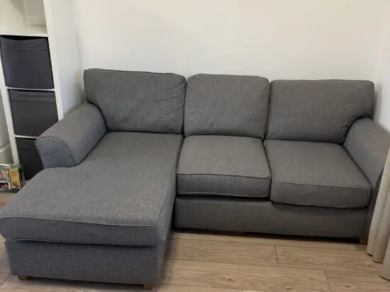 Grey Next Corner sofa and Snuggle Chair