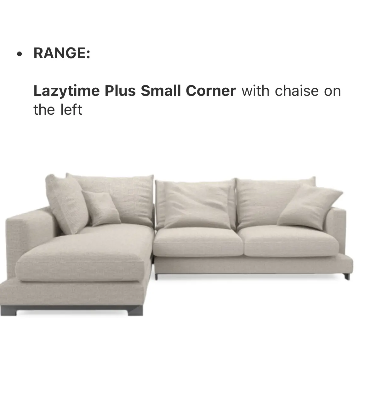 Camerich Lazytime plus Small corner with chaise on the left