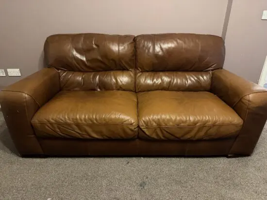 Brown 2 seat leather sofa