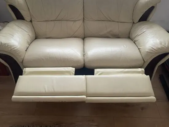 Cream Leather Sofa Set