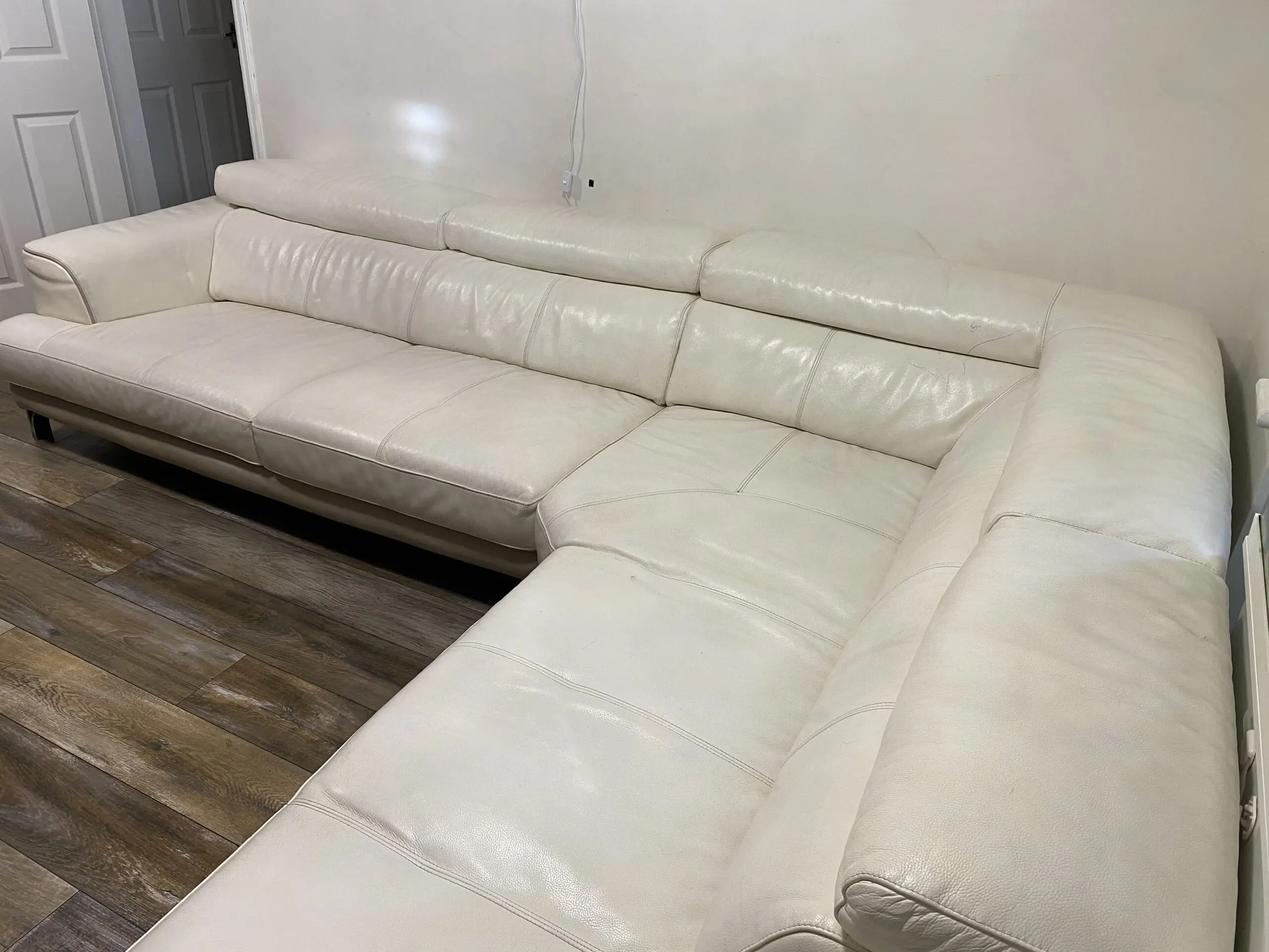 DFS Cream Leather Corner Sofa – For Sale