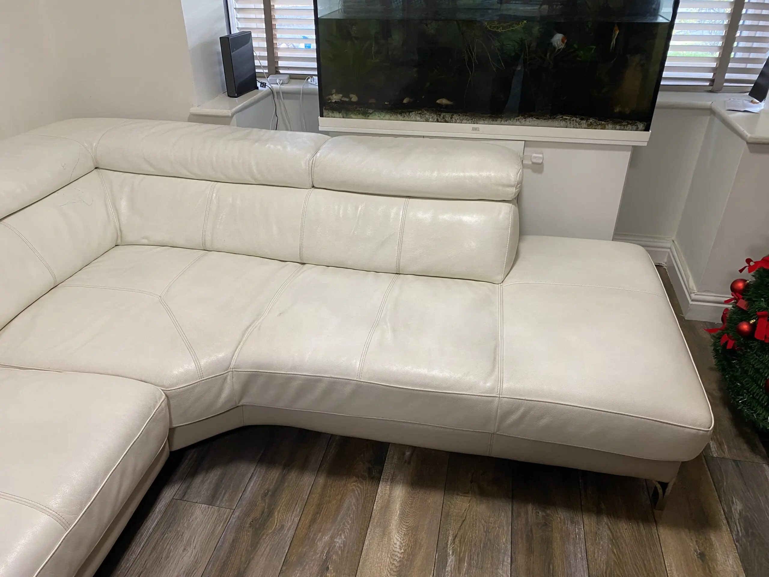 DFS Cream Leather Corner Sofa – For Sale