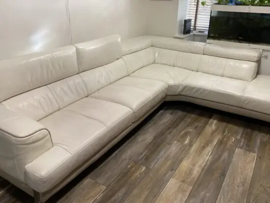 DFS Cream Leather Corner Sofa – For Sale