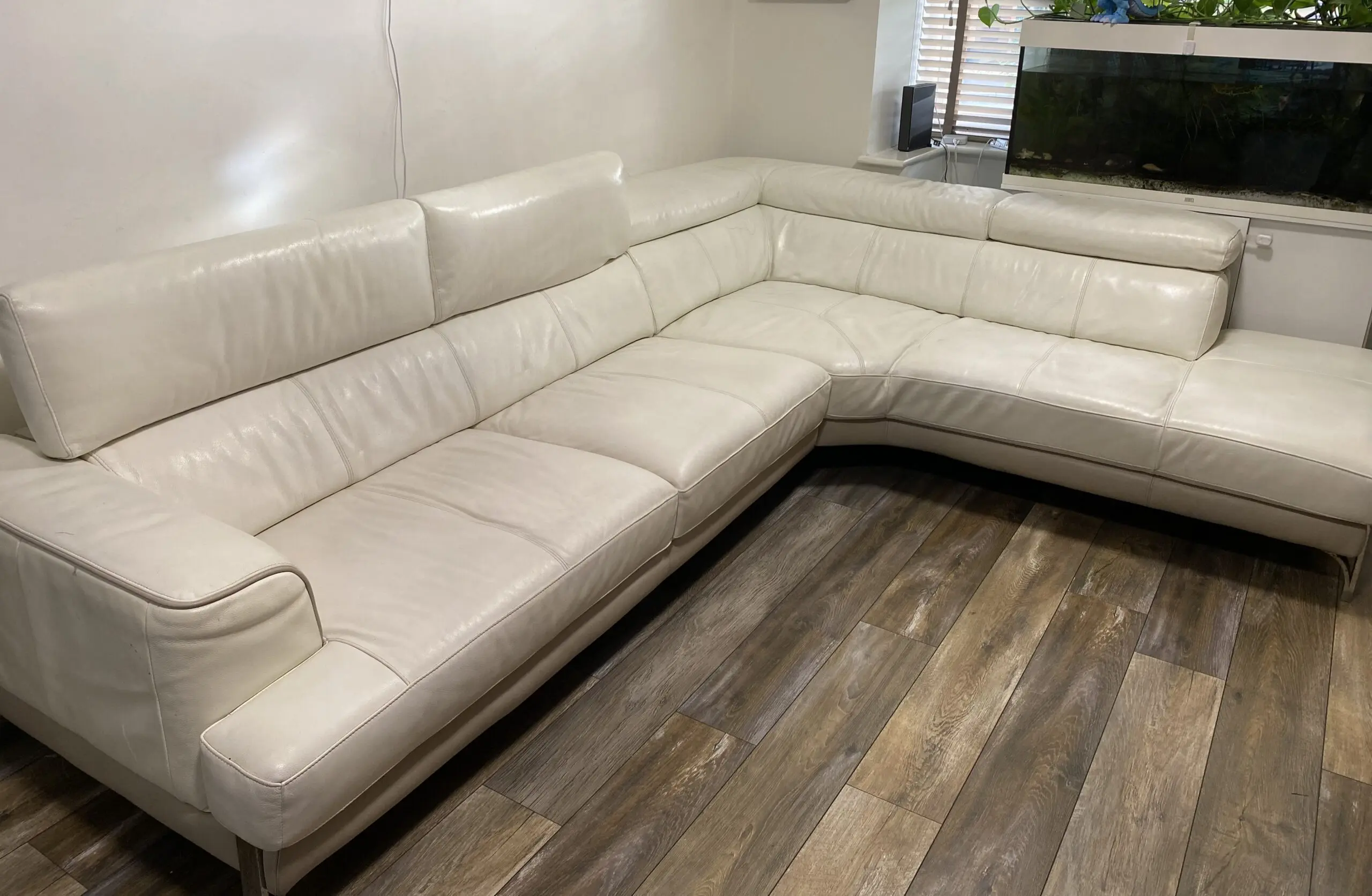 DFS Cream Leather Corner Sofa – For Sale