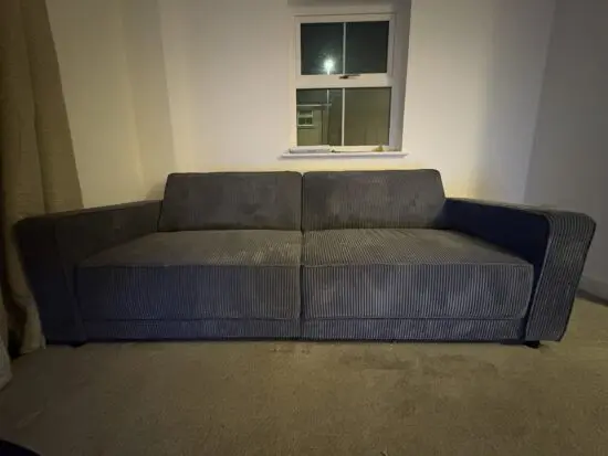 Grey Corduroy 3 Seater Sofa Bed