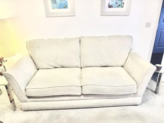 3 seat oatmeal settee oak furniture land carrington 2.5 years old
