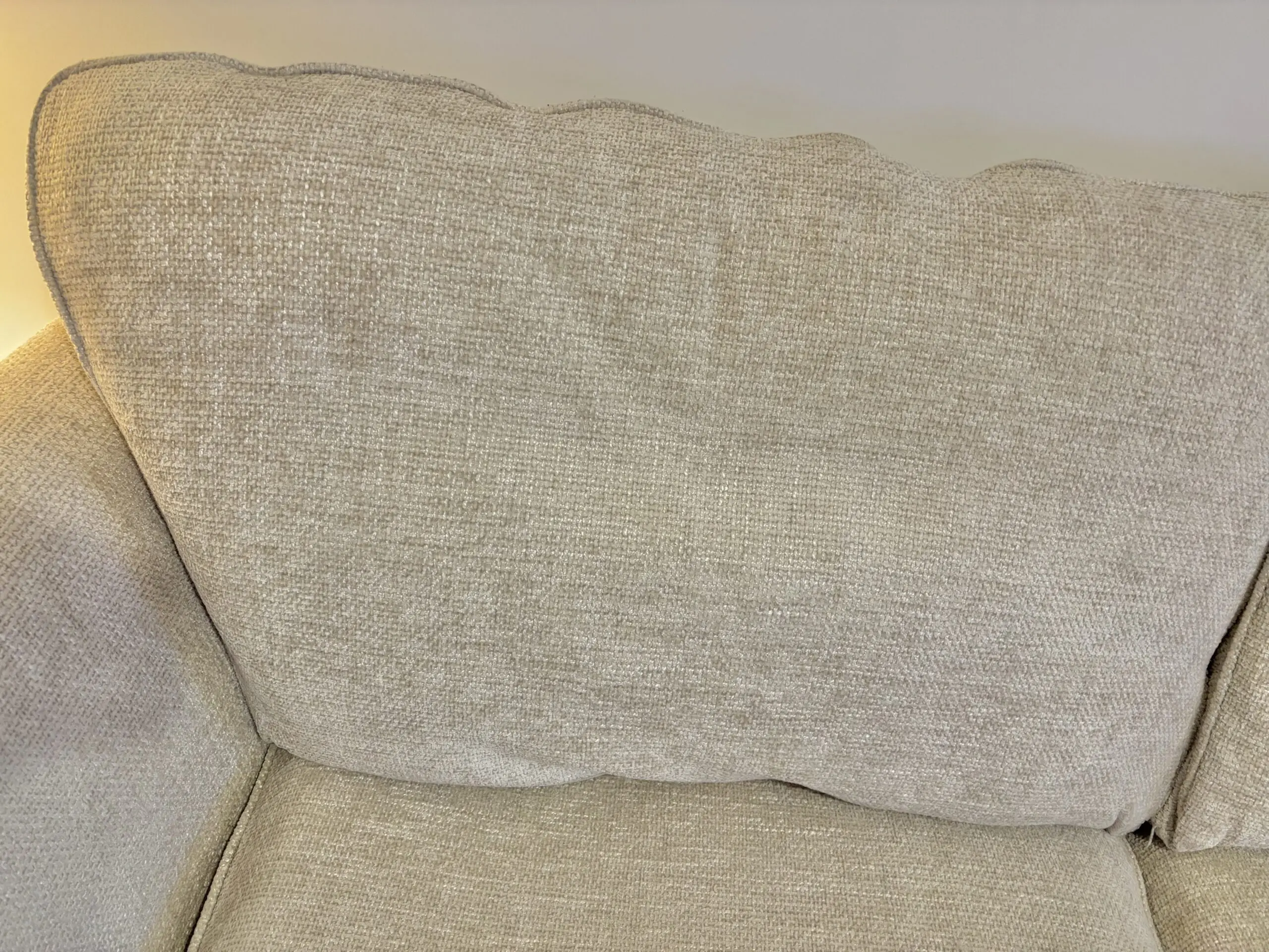 3 seat oatmeal settee oak furniture land carrington 2.5 years old