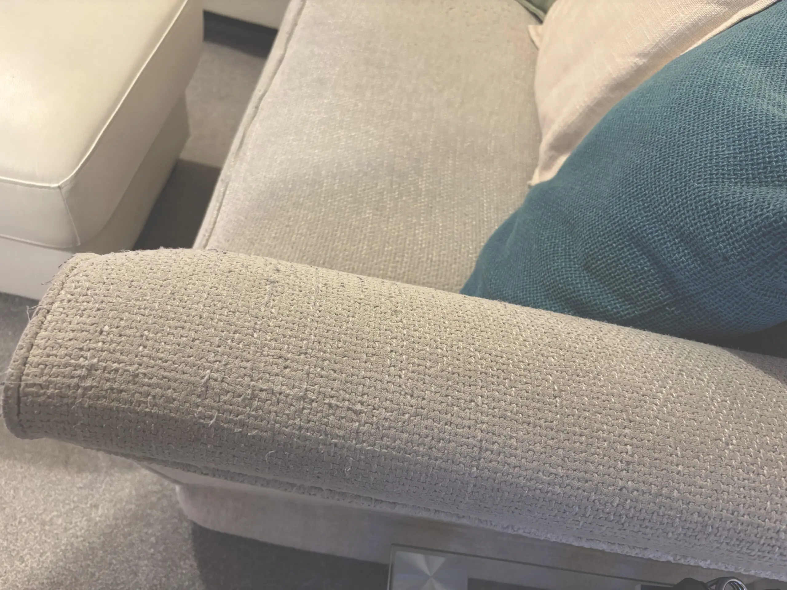 3 seat oatmeal settee oak furniture land carrington 2.5 years old