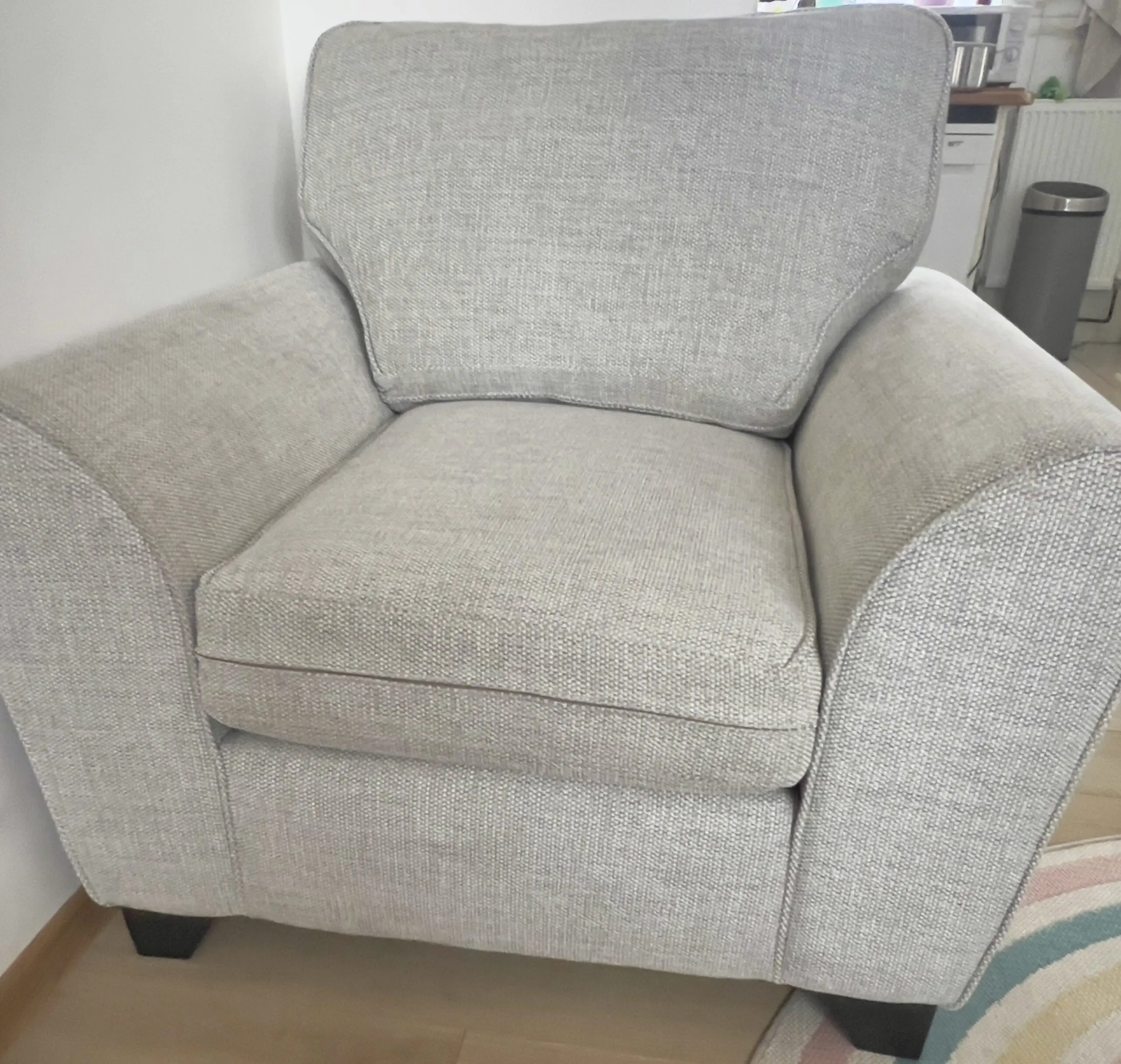 2 Single Sofa Chair in Light Grey and Silver Colour