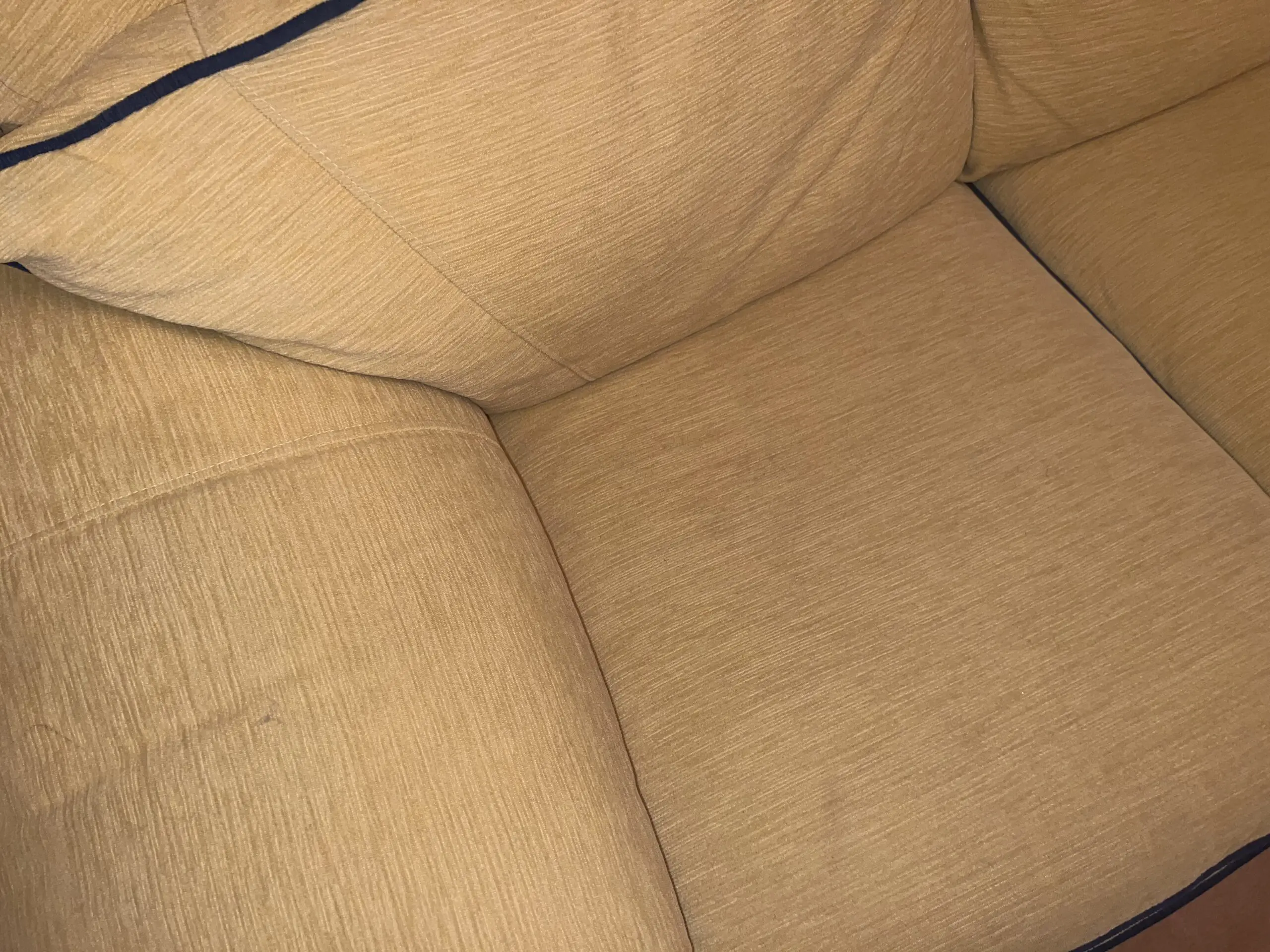 DFS Mustard Yellow & Blue 3 Seater Fabric Sofa